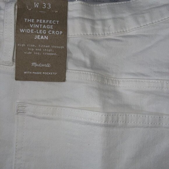 Madewell The Perfect Vintage Wide Leg Crop Jeans White Size 33 High Waist NWT Y1 - Picture 6 of 8